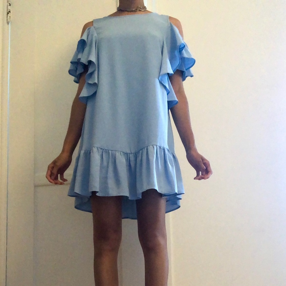 Sky Blue Cold Shoulder Dress
